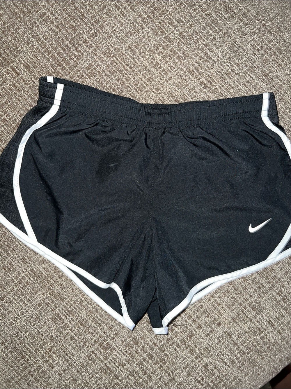 Nike Black Girls Athletic Shorts with White Piping